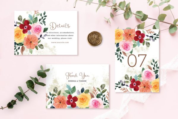 Fresh Floral Watercolour Wedding Invitations and more - Image 2