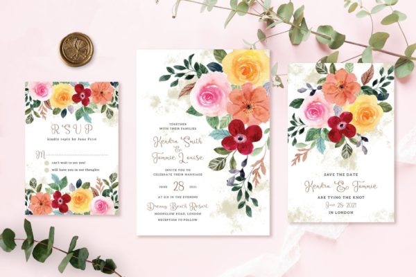 Fresh Floral Watercolour Wedding Invitations and more - Image 3