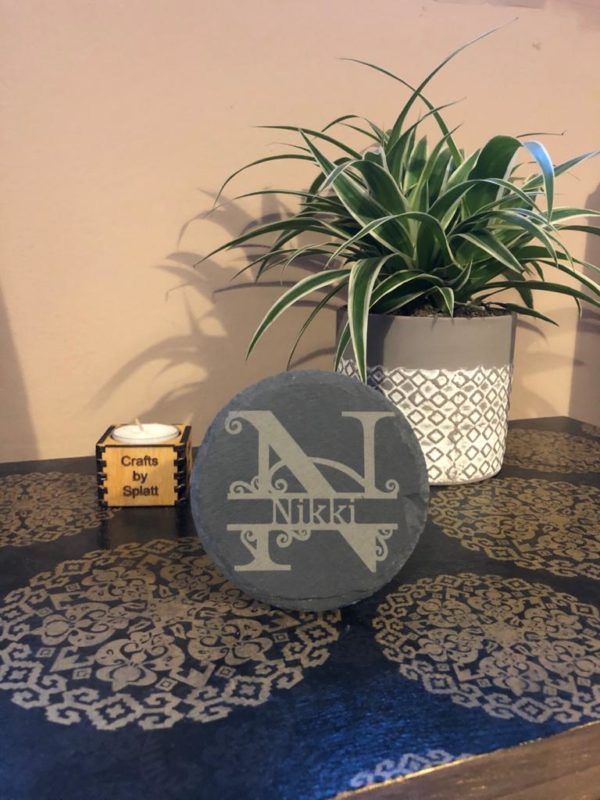 Set of 4 Custom made Coasters with Name. Slate or Wood - Image 2