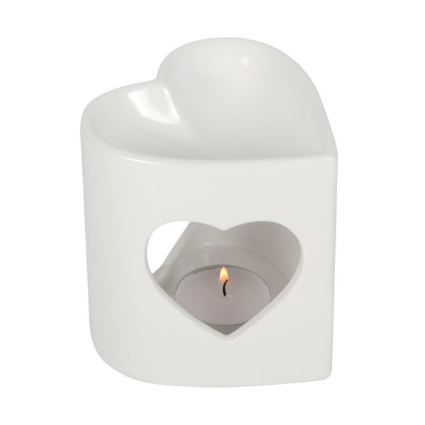 WHITE HEART CUTOUT OIL/WAX BURNER