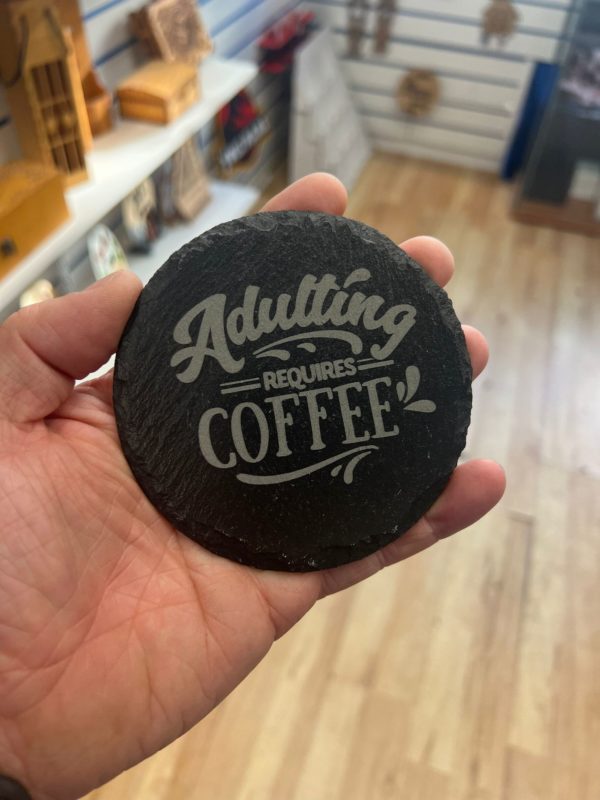Adulting Requires Coffee - Slate Coaster