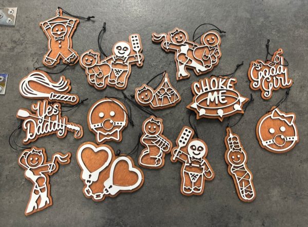 Naughty Gingerbread Baubles Set 4 BDSM