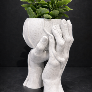 Alternative view of Love Hands Vase – Sculptural Indoor Plant Pot (Marble Effect)