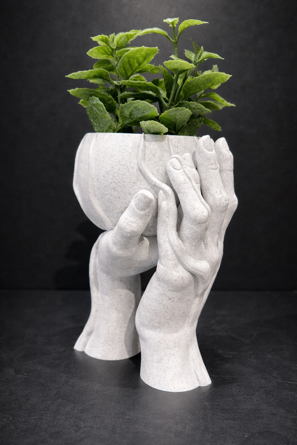 Love Hands Vase – Sculptural Indoor Plant Pot (Marble Effect) - Image 2