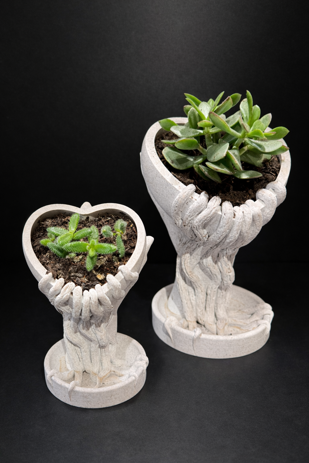 Sculptural Heart Hand - Indoor Plant Pot (Marble Effect) - Image 3