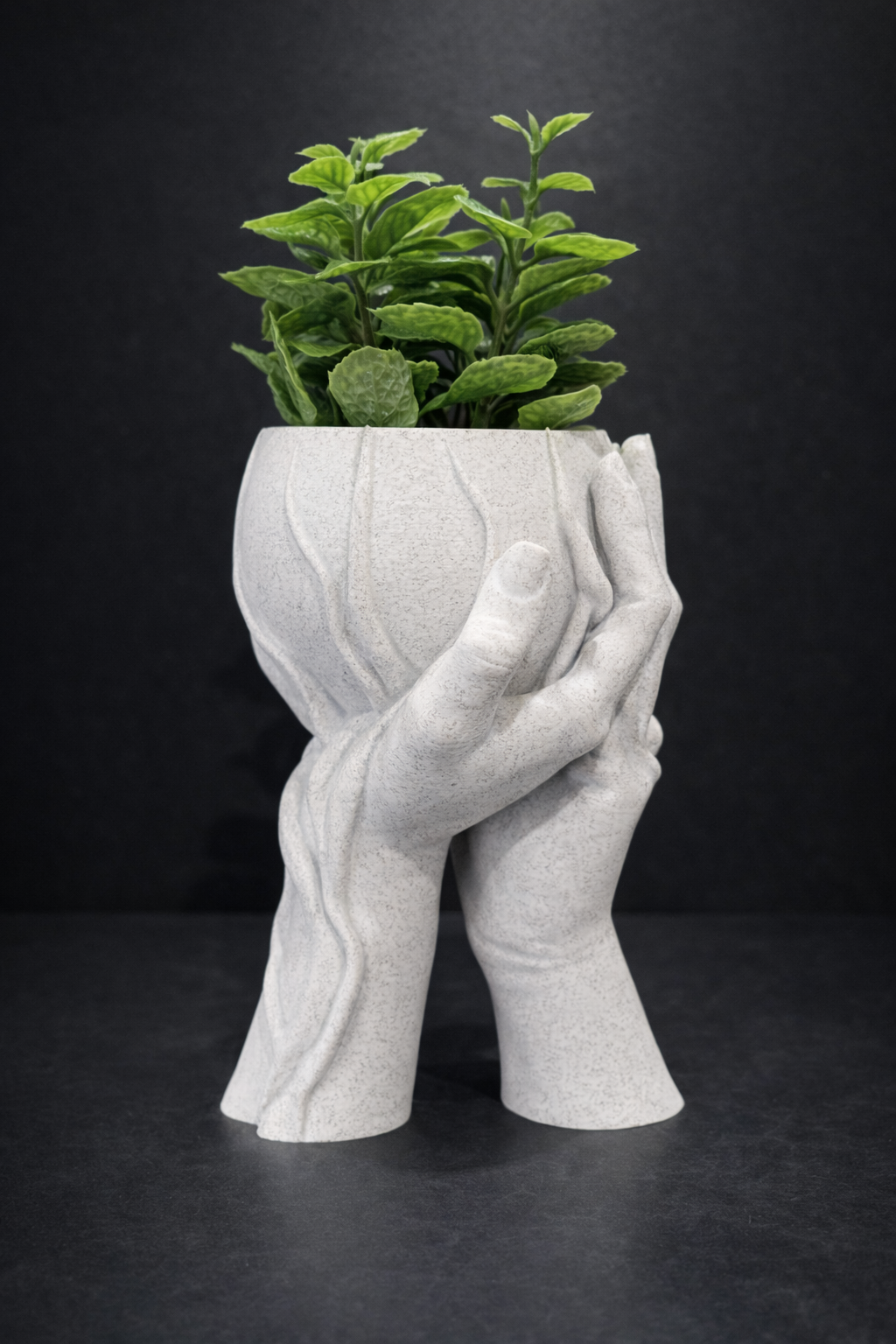 Love Hands Vase – Sculptural Indoor Plant Pot (Marble Effect) - Image 3