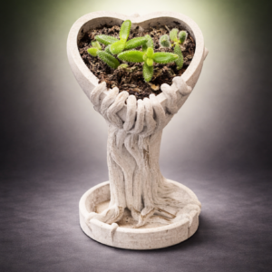 Sculptural Heart Hand - Indoor Plant Pot (Marble Effect)